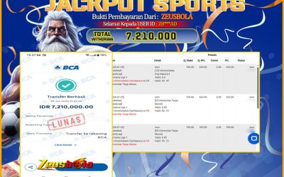 Bukti Kemenangan Member Setia Kami E**R**21 Sebesar Rp 7.210.000 di Permainan SABA SPORTS