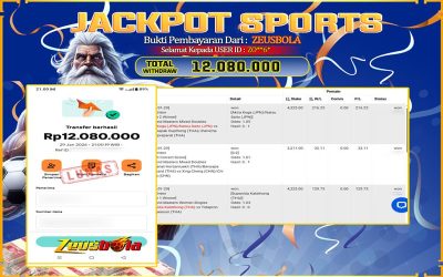 Bukti Kemenangan Member Setia Kami ZO**6* Sebesar Rp 12.080.000 di Permainan CMD Sports
