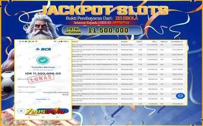 Bukti Kemenangan Member Setia Kami P***O**10 Sebesar Rp 11.500.000 di Permainan mahjong ways