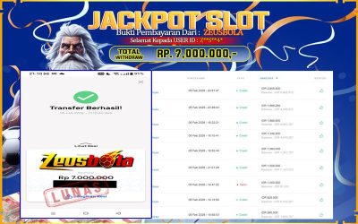Bukti Kemenangan Member Setia Kami Z**S**4* Sebesar Rp 7.000.000 di Permainan Gates Of Olympus 1000