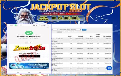 Bukti Kemenangan Member Setia Kami B***L**3* Sebesar Rp 24.000.000 di Permainan Gates of Olympus Super Scatter