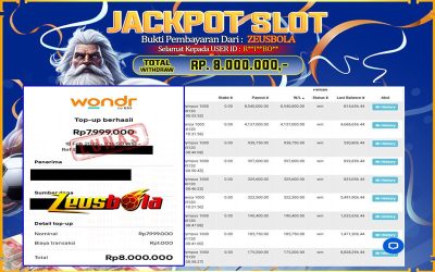 Bukti Kemenangan Member Setia Kami R**I**BO** Sebesar Rp 8.000.000 di Permainan Gates of Olympus 1000