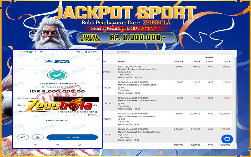 Bukti Kemenangan Member Setia Kami W**L*1* Sebesar Rp 8.000.000 di Permainan UBO Sports