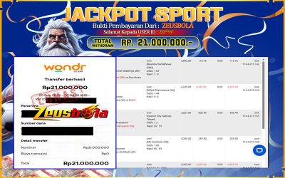 Bukti Kemenangan Member Setia Kami ZO**6* Sebesar Rp 21.000.000 di Permainan CMD Sports