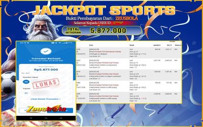 Bukti Kemenangan Member Setia Kami E***8* Sebesar Rp 5.877.000 di Permainan SBO sports seamless
