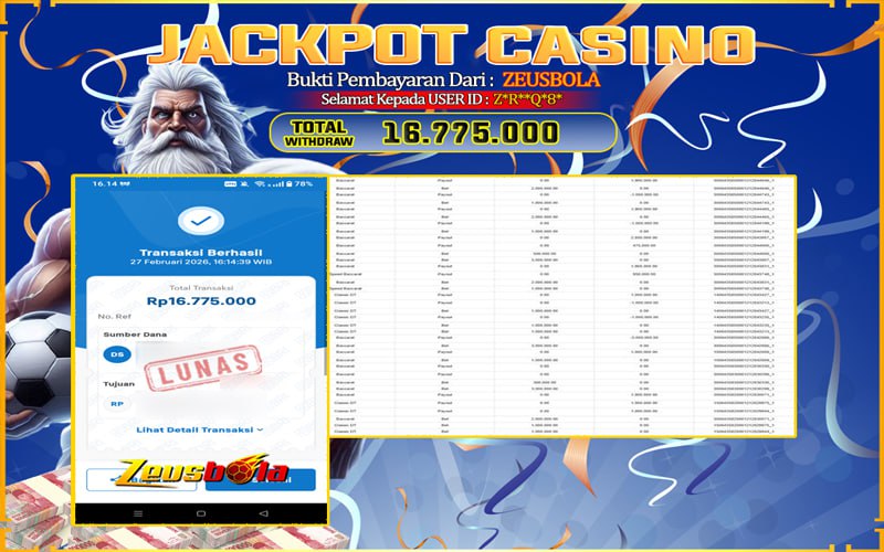 Bukti Kemenangan Member Setia Kami Z*R**Q*8* Sebesar Rp 16.775.000 di Permainan Baccarat
