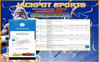 Bukti Kemenangan Member Setia Kami ZB***AD Sebesar Rp 39.000.000 di Permainan UBO Sports
