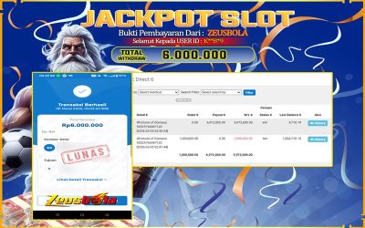 Bukti Kemenangan Member Setia Kami K**B*9 Sebesar Rp 6.000.000 di Permainan Fortune of Olympus