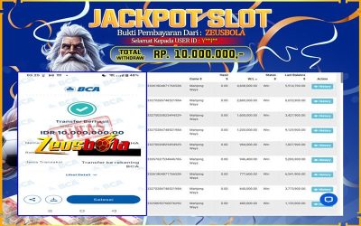 Bukti Kemenangan Member Setia Kami Y**I** Sebesar Rp 10.000.000 di Permainan Mahjong Ways