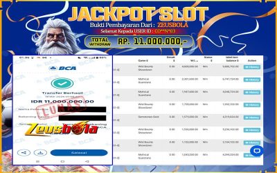 Bukti Kemenangan Member Setia Kami CO**N*03 Sebesar Rp 11.000.000 di Permainan PG