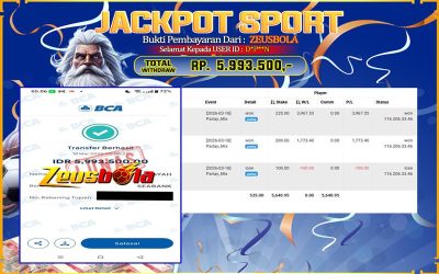 Bukti Kemenangan Member Setia Kami D*P**N Sebesar Rp 5.993.500 di Permainan PARLAY