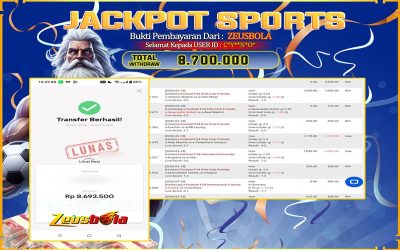 Bukti Kemenangan Member Setia Kami C*Y**N*O* Sebesar Rp 8.700.000 di Permainan SBO Sport