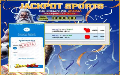 Bukti Kemenangan Member Setia Kami ZB***AD Sebesar Rp 38.000.000 di Permainan UBO Sports
