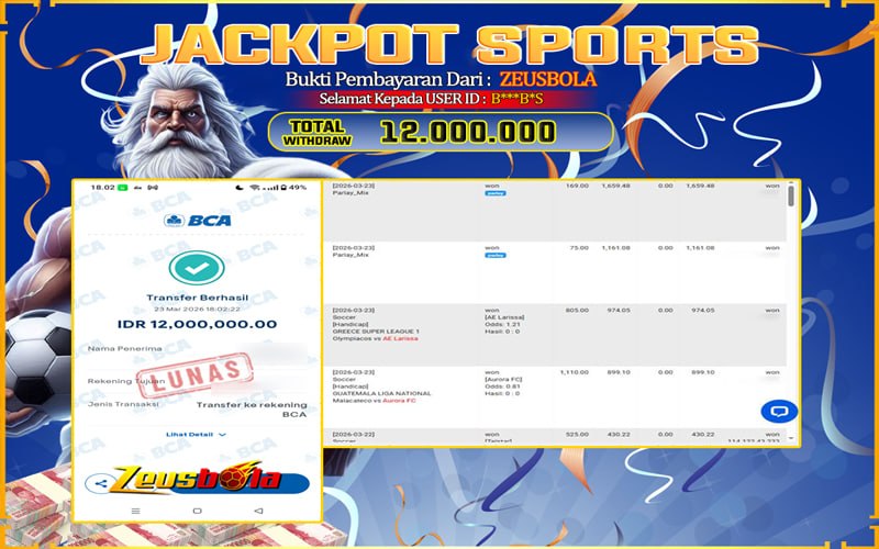 Bukti Kemenangan Member Setia Kami B***B*S Sebesar Rp 12.000.000 di Permainan SABA sports
