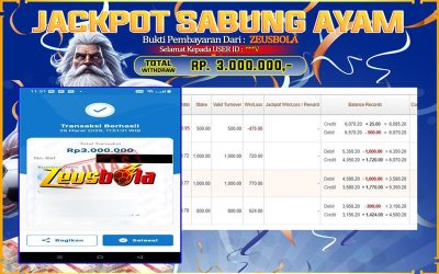 Bukti Kemenangan Member Setia Kami ***V Sebesar Rp 3.000.000 di Permainan SABUNG AYAM