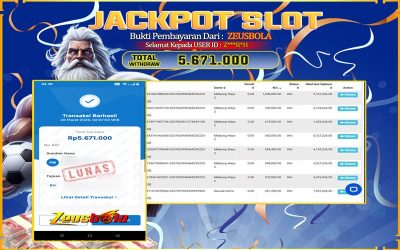 Bukti Kemenangan Member Setia Kami Z***R*H Sebesar Rp 5.671.000 di Permainan Mahjong Ways 2