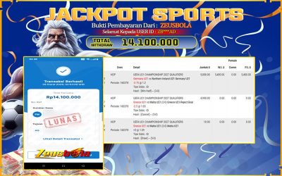 Bukti Kemenangan Member Setia Kami ZB***AD Sebesar Rp 14.100.000 di Permainan UBO Sports