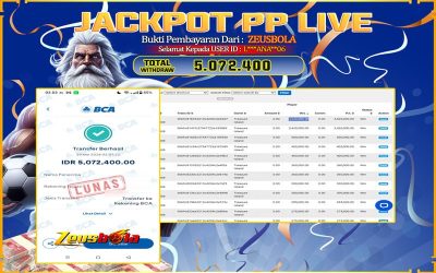 Bukti Kemenangan Member Setia Kami L***ANA**06 Sebesar Rp 5.072.400 di Permainan treasure island