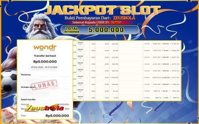 Bukti Kemenangan Member Setia Kami SV**D* Sebesar Rp 5.000.000 di Permainan Mahjong Ways
