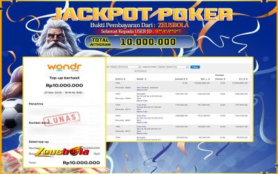Bukti Kemenangan Member Setia Kami R**A*A**0*7 Sebesar Rp 10.000.000 di Permainan IDN Poker