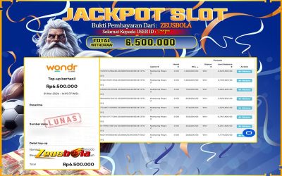 Bukti Kemenangan Member Setia Kami T**J** Sebesar Rp 6.500.000 di Permainan Mahjong Ways 2