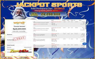 Bukti Kemenangan Member Setia Kami ZO**6* Sebesar Rp 26.200.000 di Permainan CMD Sports