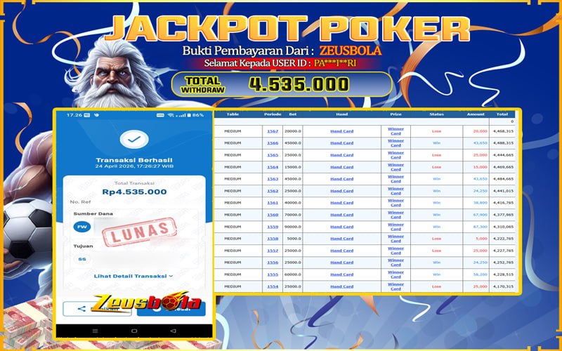 Bukti Kemenangan Member Setia Kami PA***I**RI Sebesar Rp 4.535.000 di Permainan Gaple