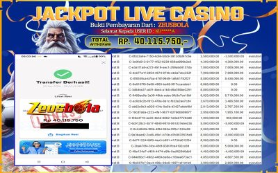 Bukti Kemenangan Member Setia Kami KU*****A Sebesar Rp 40.115.750 di Permainan LIVE CASINO