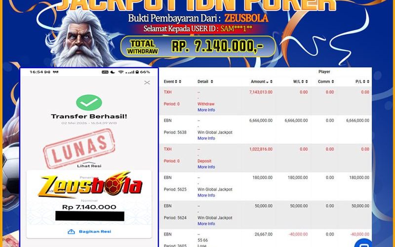 Bukti Kemenangan Member Setia Kami SAM***1** Sebesar Rp 7.140.000 di Permainan POKER