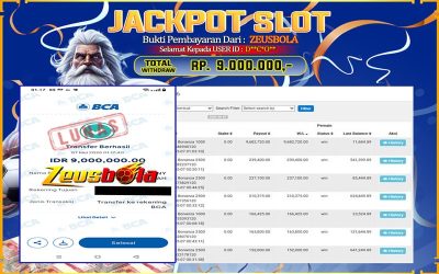 Bukti Kemenangan Member Setia Kami D**C*O** Sebesar Rp 9.000.000 di Permainan Sweet Bonanza 1000