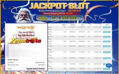 Bukti Kemenangan Member Setia Kami BE**N* Sebesar Rp 8.000.000 di Permainan Cyber Pup Megaways