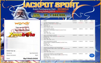 Bukti Kemenangan Member Setia Kami W**U*I*D*** Sebesar Rp 7.560.000 di Permainan UBO Sports