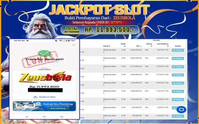 Bukti Kemenangan Member Setia Kami K**B*9 Sebesar Rp 11.993.500 di Permainan Mahjong Ways 2