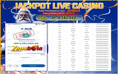 Bukti Kemenangan Member Setia Kami ED**N**3 Sebesar Rp 6.581.000 di Permainan CASINO