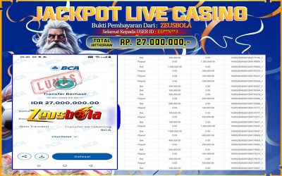 Bukti Kemenangan Member Setia Kami ED**N**3 Sebesar Rp 27.000.000 di Permainan CASINO