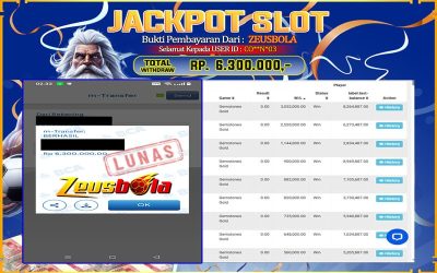 Bukti Kemenangan Member Setia Kami CO**N*03 Sebesar Rp 6.300.000 di Permainan Gemstones Gold
