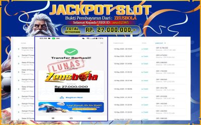 Bukti Kemenangan Member Setia Kami Z**S**4* Sebesar Rp 27.000.000 di Permainan PRAGMATIC