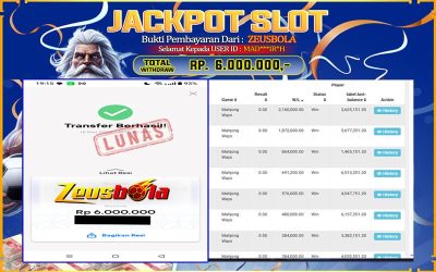 Bukti Kemenangan Member Setia Kami MAD***IR*H Sebesar Rp 6.000.000 di Permainan PG
