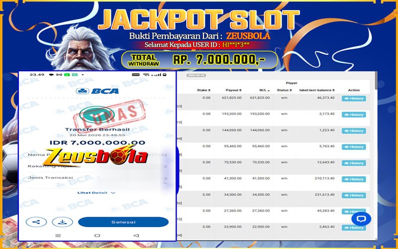Bukti Kemenangan Member Setia Kami HI**I*3** Sebesar Rp 7.000.000 di Permainan Pragmatic Direct 6