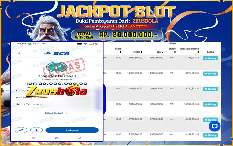 Bukti Kemenangan Member Setia Kami AN**I***7 Sebesar Rp 20.000.000 di Permainan Starlight Princess Super Scatter