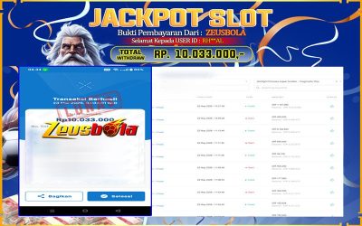 Bukti Kemenangan Member Setia Kami RH**AL Sebesar Rp 10.033.000 di Permainan SLOT