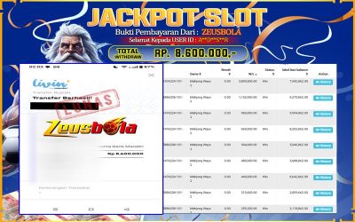 Bukti Kemenangan Member Setia Kami A**D**S**R Sebesar Rp 8.600.000 di Permainan PG
