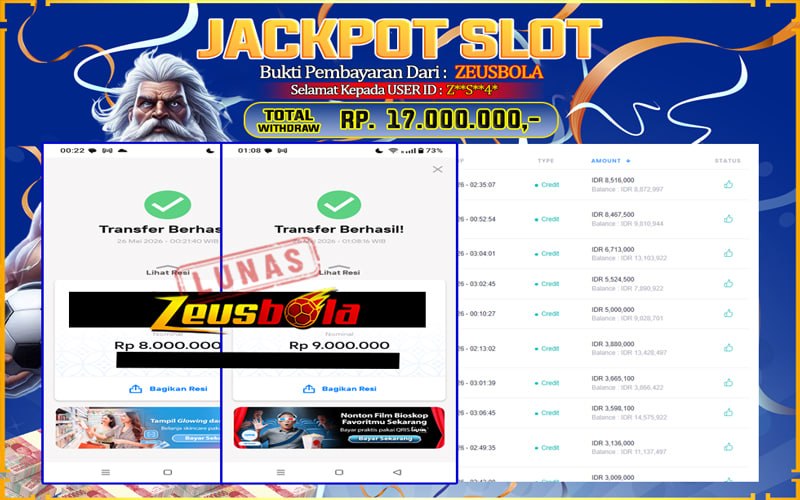 Bukti Kemenangan Member Setia Kami Z**S**4* Sebesar Rp 17.000.000 di Permainan Mahjong Ways