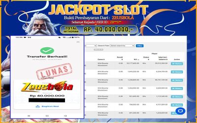 Bukti Kemenangan Member Setia Kami ZB**S** Sebesar Rp 40.000.000 di Permainan PG