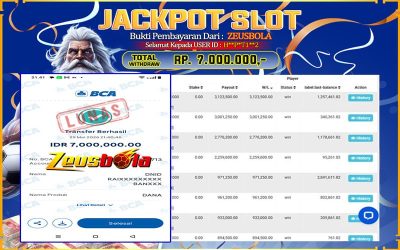 Bukti Kemenangan Member Setia Kami H**P*T1**2 Sebesar Rp 7.000.000 di Permainan Pragmatic Direct 6