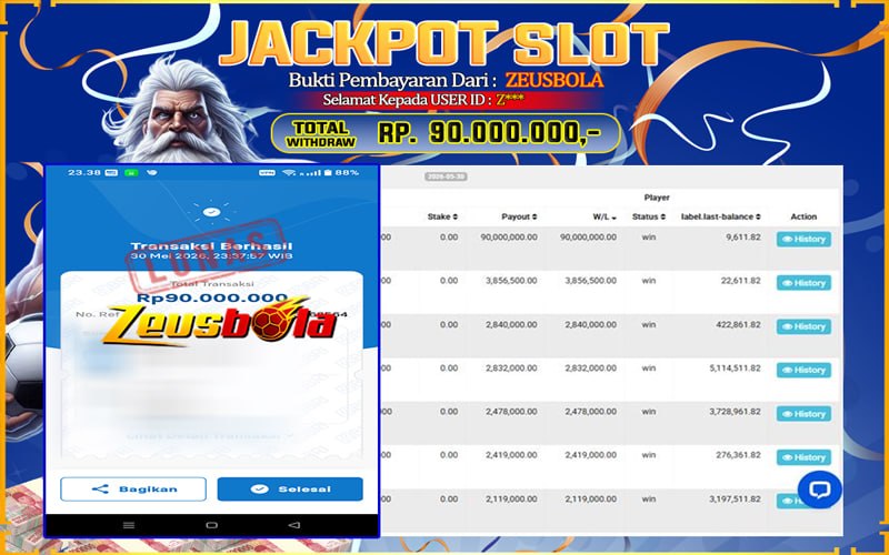 Bukti Kemenangan Member Setia Kami Z*** Sebesar Rp 90.000.000 di Permainan Pragmatic Direct 6