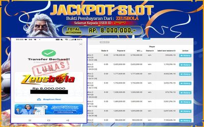 Bukti Kemenangan Member Setia Kami Z**R**7 Sebesar Rp 8.000.000 di Permainan Mahjong Wins 2