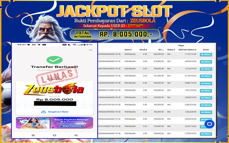 Bukti Kemenangan Member Setia Kami D***30** Sebesar Rp 8.005.000 di Permainan PG