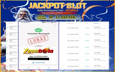 Bukti Kemenangan Member Setia Kami Z**S**4* Sebesar Rp 11.000.000 di Permainan PG