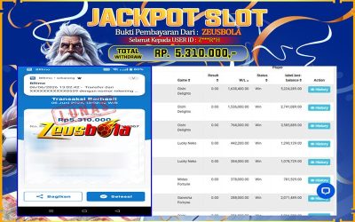 Bukti Kemenangan Member Setia Kami Z***R*H Sebesar Rp 5.310.000 di Permainan PG